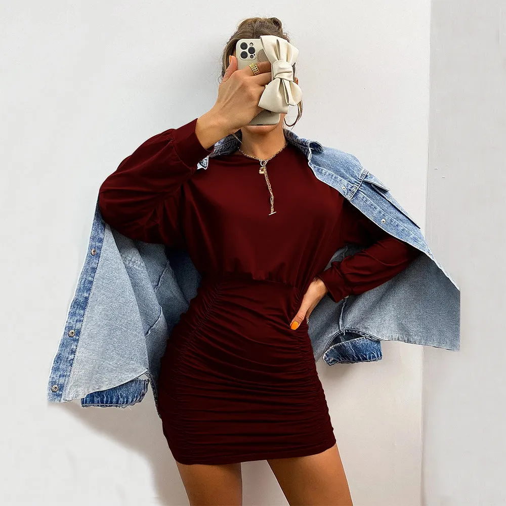 Bodycon Long Sleeved Jersey Knit Dresses Wholesale Fashion Clothing